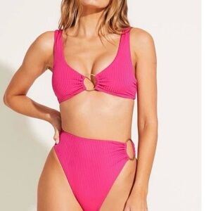 NEW! VITAMIN A LOLITA HIGH WAIST BIKINI BOTTOMS Pink SZ M